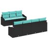 vidaXL Sofa Set 8 stk. 3-Sitzanzahl Schwarz und T&uuml;rkis Poly Rattan