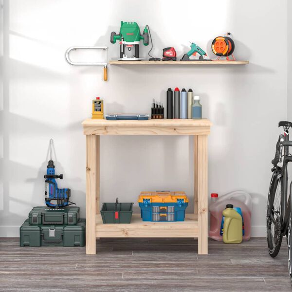vidaXL Werkbank 80x50x80 cm Massivholz Kiefer