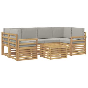 vidaXL Outdoor-Sofagarnitur 7 stk. Wei&szlig; und Hellgrau Polyester