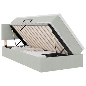 vidaXL Aufbewahrungsbett mit Matratze Hellgrau 90 x 190 cm Samt
