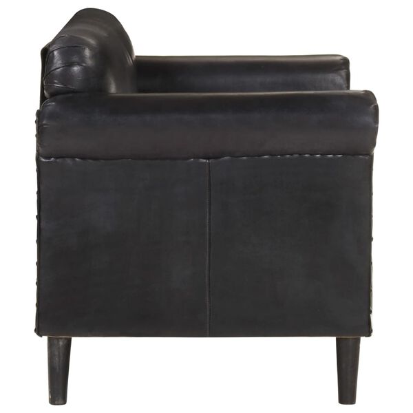 vidaXL 2-Sitzer-Sofa Schwarz Echtleder