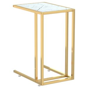 vidaXL Computer-Beistelltisch Wei&szlig; Marmor 50x35x65 cm Hartglas