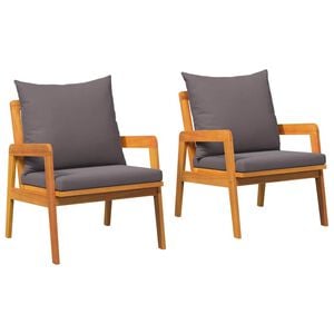 vidaXL Gartenstuhl mit Kissen 2 St&uuml;ck &Ouml;l-Natur 65 x 59,5 x 72 cm
