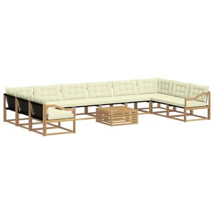 vidaXL Outdoor-Sofagarnitur 11 stk. Wei&szlig; und Creme