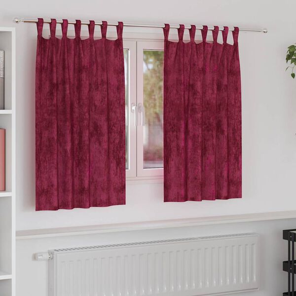 vidaXL Samtvorh&auml;nge mit Vorh&auml;ngen 2 pcs Weinrot 140 x 140 cm Samt