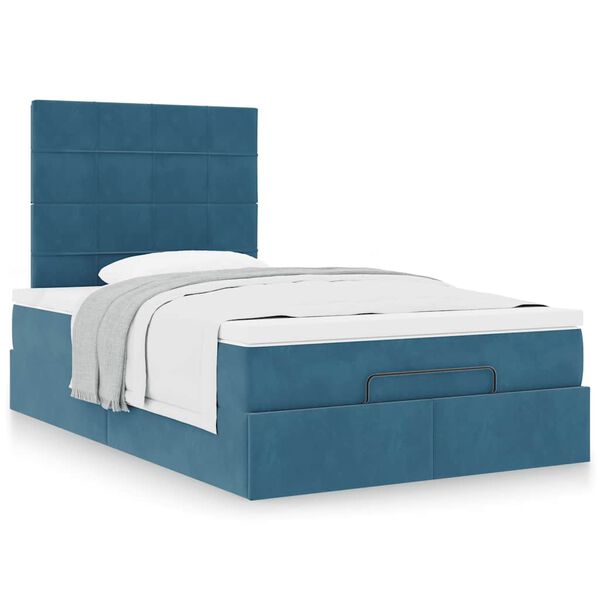 vidaXL Ottoman-Bett mit Matratzen Dunkelblau 120x190 cm Samt