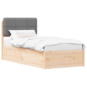 vidaXL Bettgestell mit gepolstertem Kopfteil Hellgrau 90 x 200 cm