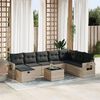 vidaXL 9-tlg. Garten-Sofagarnitur mit Kissen Hellgrau Poly Rattan
