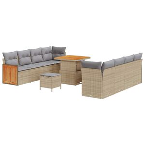 vidaXL Gartensofa-set mit Kissen 11 pcs Beige und Hellgrau