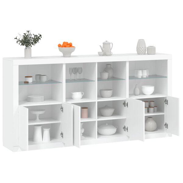 vidaXL Sideboard mit LED-Leuchten Wei&szlig; 202x37x100 cm