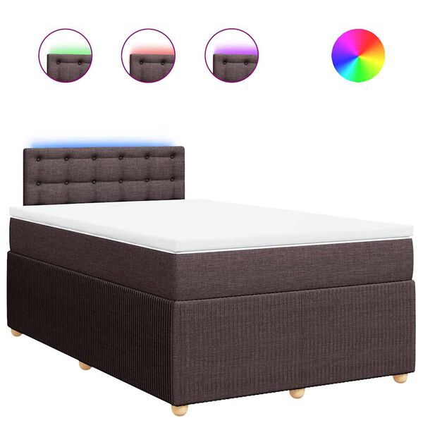 vidaXL Boxspringbett mit Matratze Dunkelbraun 120x200 cm Stoff