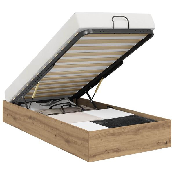 vidaXL Ottoman Bettgestell Artisan-Eiche 100 x 200 cm Holzwerkstoff