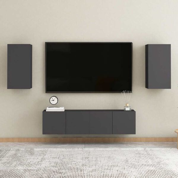 vidaXL TV-Schr&auml;nke 2 Stk. Grau 30,5x30x60 cm Holzwerkstoff