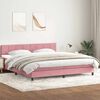 vidaXL Boxspringbett mit Matratze & LED Rosa 180x220 cm Samt