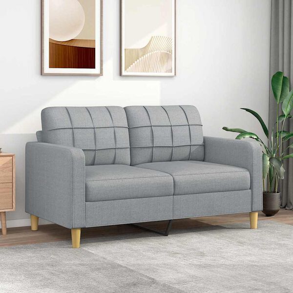 vidaXL 2-Sitzer-Sofa Hellgrau 140 cm Stoff