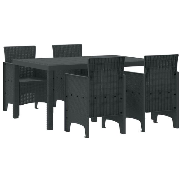 vidaXL Garten Essgruppe 5 pcs Anthrazit Polt Rattan