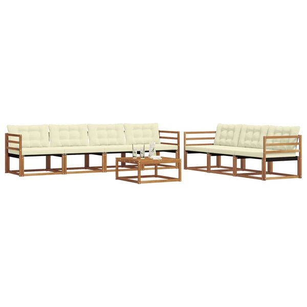 vidaXL Outdoor-Sofagarnitur mit Kissen 8 pcs Natur und Creme
