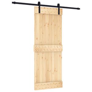 vidaXL Schiebet&uuml;r Nat&uuml;rlich und Schwarz 80 x 210 cm Massivkiefer
