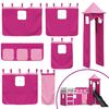 vidaXL Etagenbett mit Rutsche und Gardinen Rosa 90x190 cm