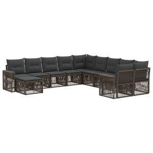 vidaXL Gartensofa-set 11 stk. Grau und Dunkelgrau Poly-Rattan