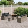 vidaXL Gartensofa-set mit Kissen 9 pcs Grau Poly-Rattan