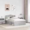 vidaXL Bettrahmen Graues Sonoma 135 x 190 cm Massives Kiefernholz