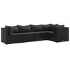 vidaXL 5-tlg. Garten-Lounge-Set mit Kissen Schwarz Poly Rattan
