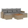 vidaXL 7-tlg. Garten-Sofagarnitur mit Kissen Beige Poly Rattan