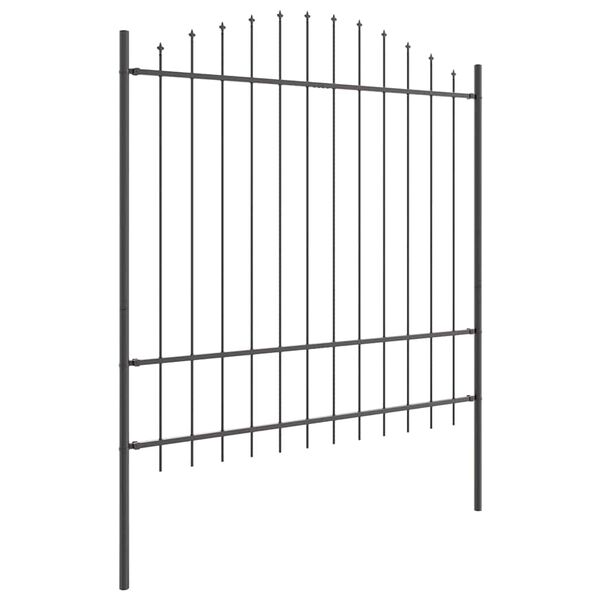 vidaXL Gartenzaun 4 pcs Grau 170 x 215 cm Pulverbeschichteter Stahl