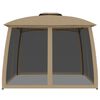 vidaXL Pavillon mit Doppeldach & Netzwänden Taupe 2,93x2,93 m Stahl