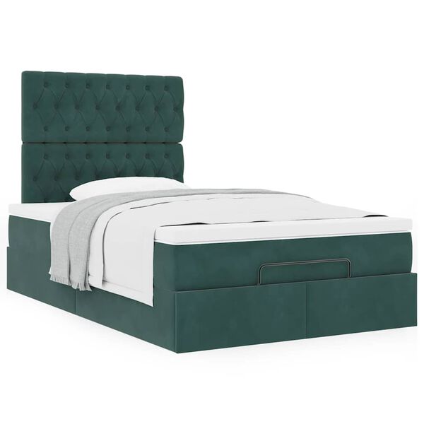 vidaXL Ottoman-Bett mit Matratzen Dunkelgr&uuml;n 120x190 cm Samt