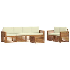 vidaXL Outdoor-Sofagarnitur 7 stk. Natur und Creme Massivholz Akazie