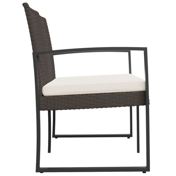 vidaXL Gartenbank 2-Sitzer mit Kissen Braun PP-Rattan