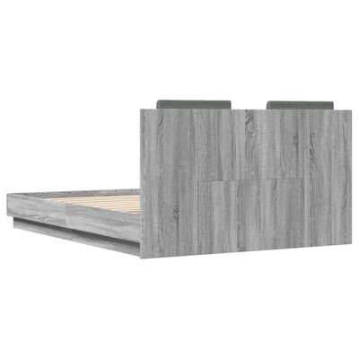 vidaXL Bettgestell mit Kopfteil Grau Sonoma 135x190 cm Holzwerkstoff