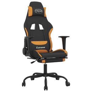 vidaXL Gaming-Stuhl mit Massage & Fu&szlig;st&uuml;tze Schwarz und Orange Stoff