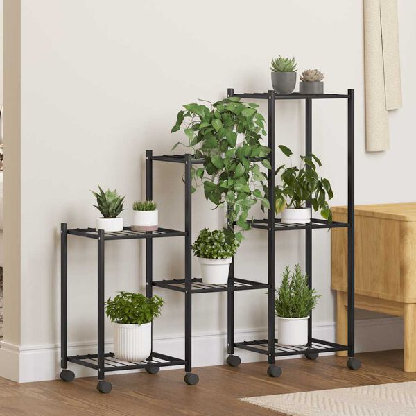 vidaXL Blumenst&auml;nder mit Rollen 83x25x83,5 cm Schwarz Eisen