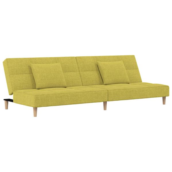 vidaXL Schlafsofa 2-Sitzer mit 2 Kissen & Hocker Gr&uuml;n Stoff