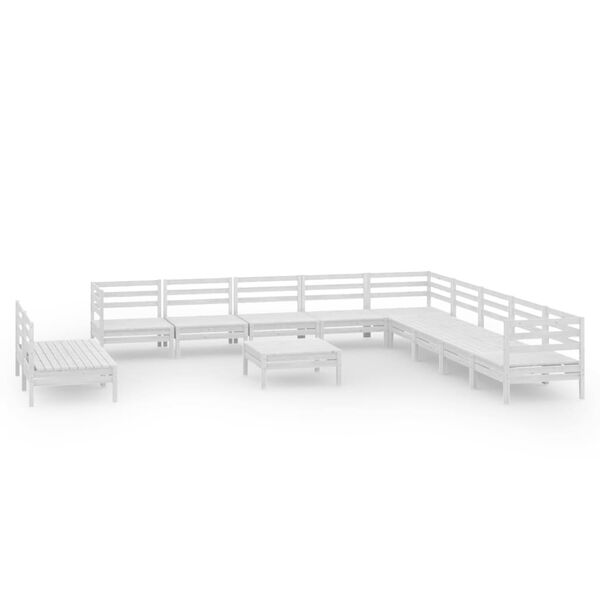 vidaXL 12-tlg. Garten-Lounge-Set Massivholz Kiefer Wei&szlig;