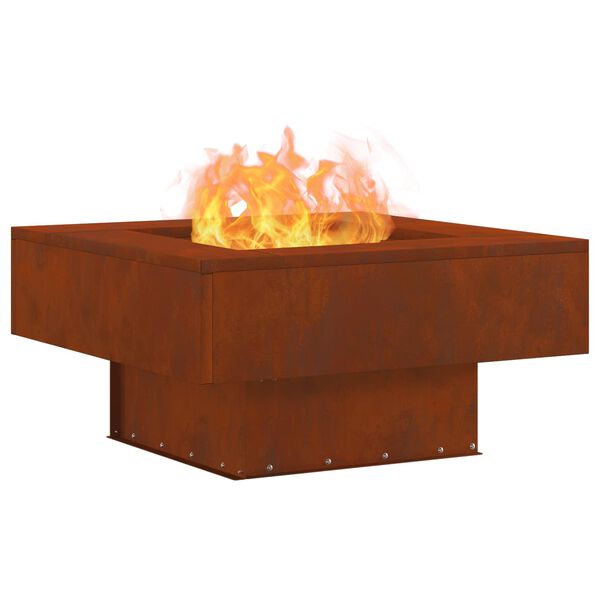 vidaXL Feuerstelle Braun 60 x 60 x 30 cm Wetterfeststahl