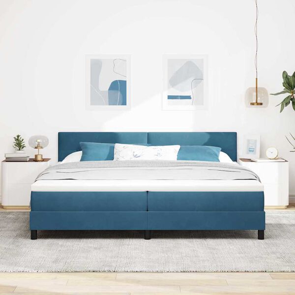 vidaXL Boxspringbett mit Matratze Dunkelblau 200 x 200 cm Samt