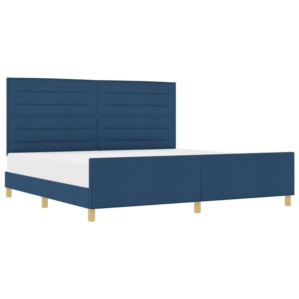vidaXL Bettgestell mit Kopfteil Blau 200 x 200 cm Stoff