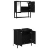 vidaXL Badezimmerm&ouml;bel-Set mit Regal 2 pcs Schwarz Holzwerkstoff