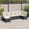 vidaXL Sofa Set mit Kissen mit Speicher Schwarz und Creme Poly-Rattan