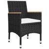 vidaXL 3-tlg. Bistro-Set Poly Rattan und Hartglas Schwarz