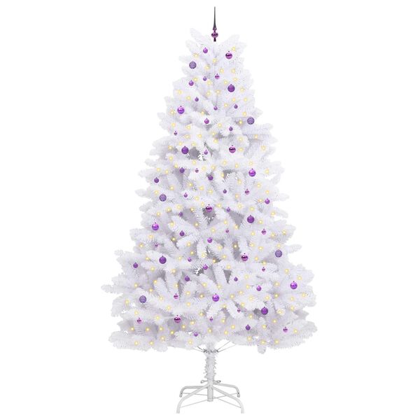 vidaXL K&uuml;nstlicher klappbarer Weihnachtsbaum Wei&szlig; 300 cm PVC und Stahl