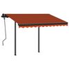 vidaXL Markise Manuell Einziehbar mit LED 3x2,5 m Orange und Braun