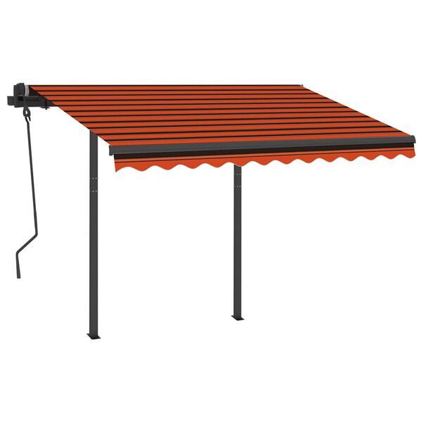 vidaXL Markise Manuell Einziehbar mit LED 3x2,5 m Orange und Braun