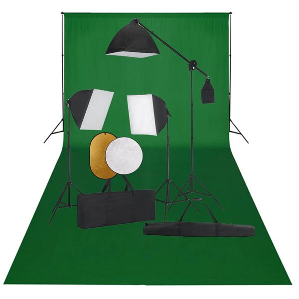 vidaXL Fotostudio-Set mit Softbox-Leuchten, Hintergrund und Reflektor