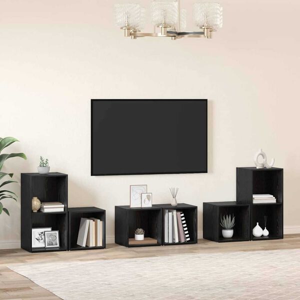 vidaXL TV-Schrankset 6 pcs Schwarz Eichen-Optik Holzwerkstoff
