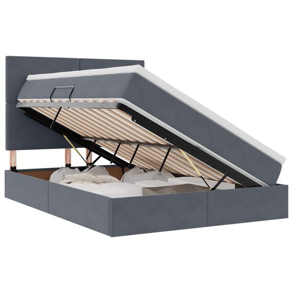 vidaXL Aufbewahrungsbett mit Matratze Dunkelgrau 140 x 200 cm Samt